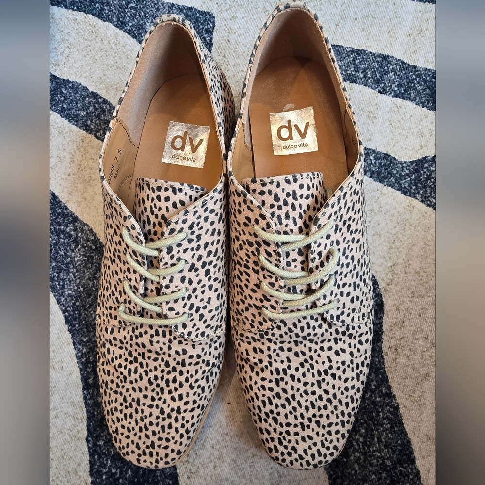 DV by Dolce Vita Cream and Black Leopard Flats